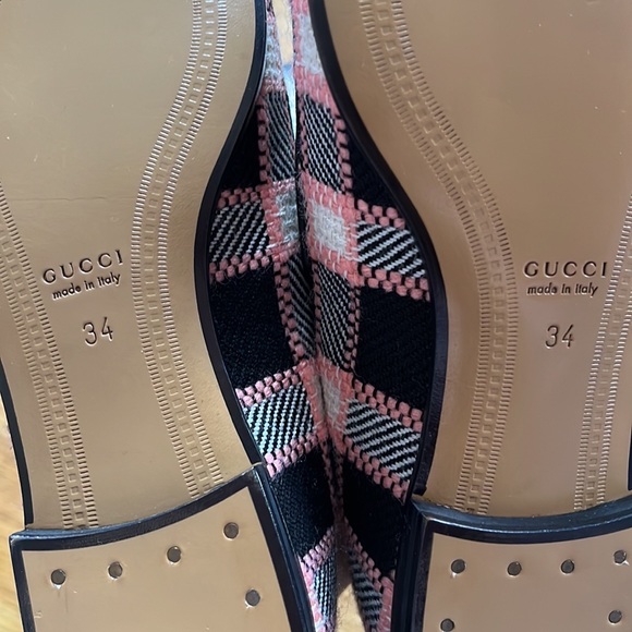 Gucci Jordaan Horsebit Multi Color Plaid Check Tweed Loafers Flats 34 - Picture 14 of 16